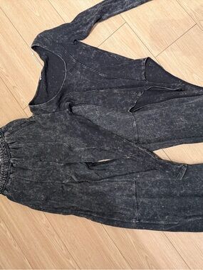 ZARA Washed Black Two-Piece Bodysuit and Pant Set